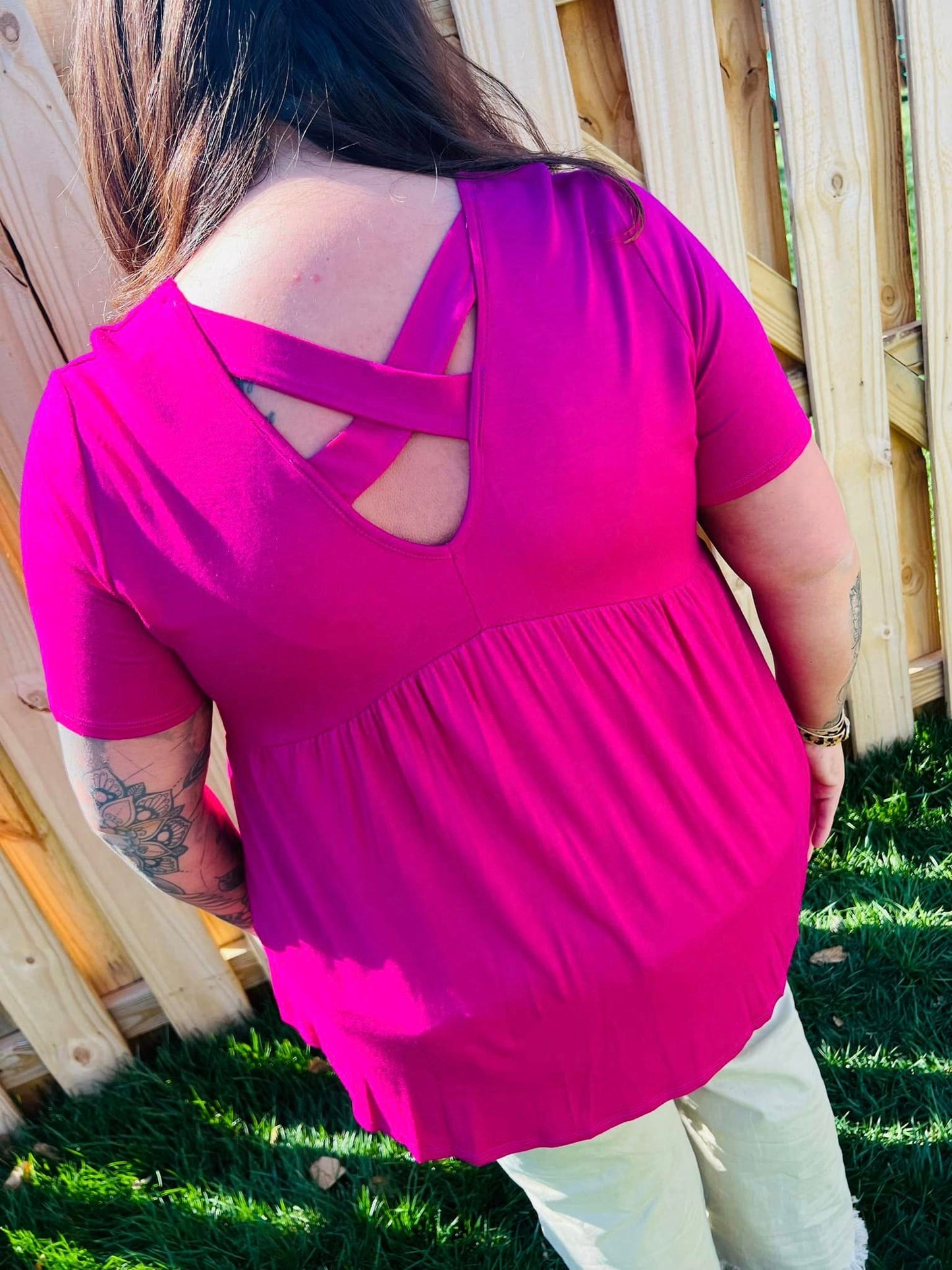 Fuchsia Criss Cross Babydoll