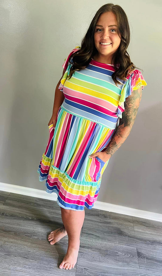 Rainbow Striped Dress