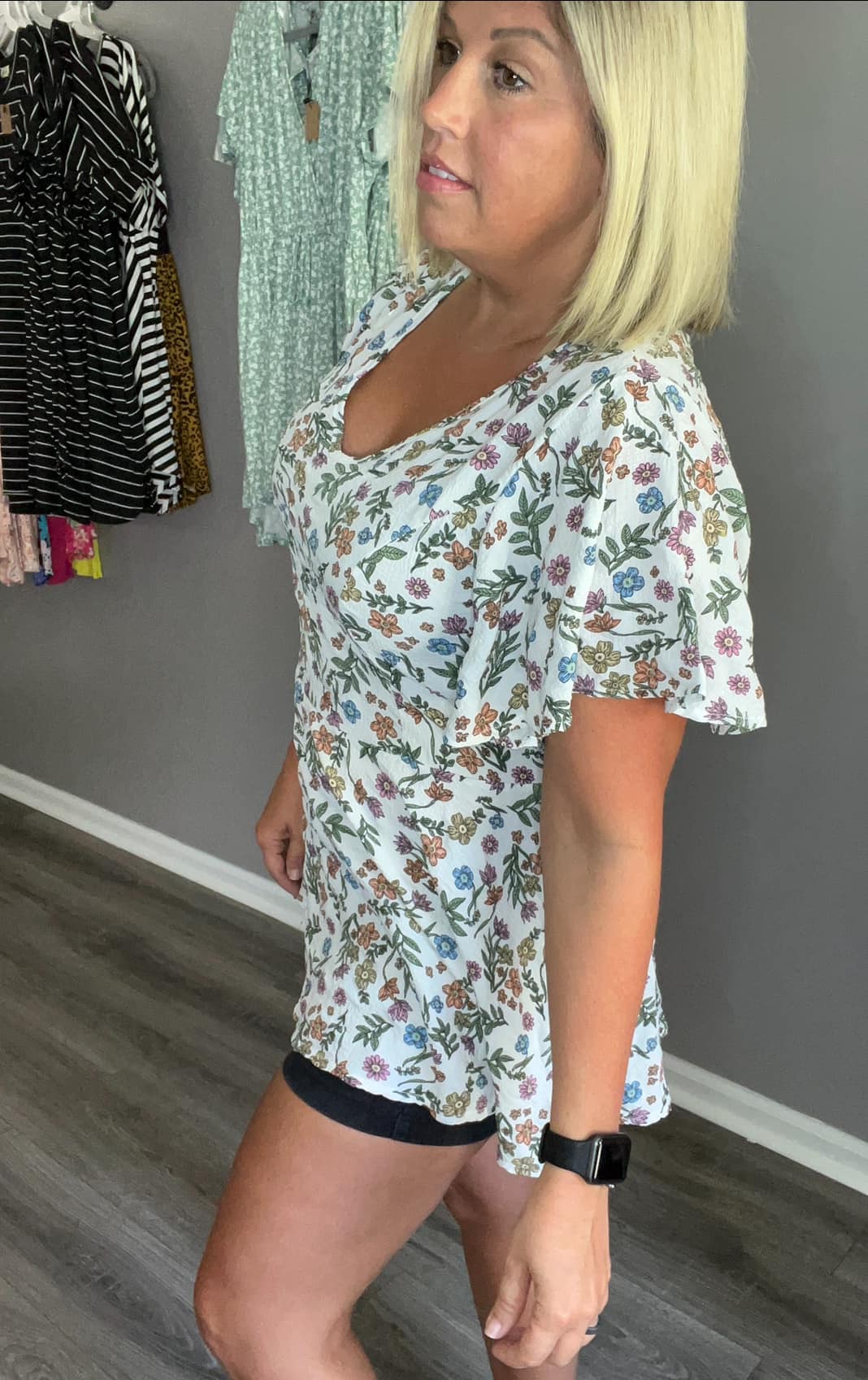 Ivory Floral Crepe Top