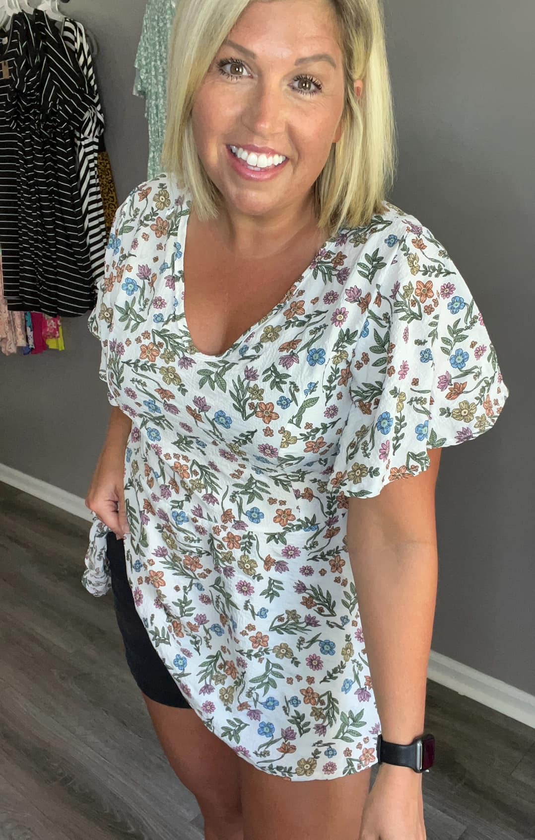 Ivory Floral Crepe Top