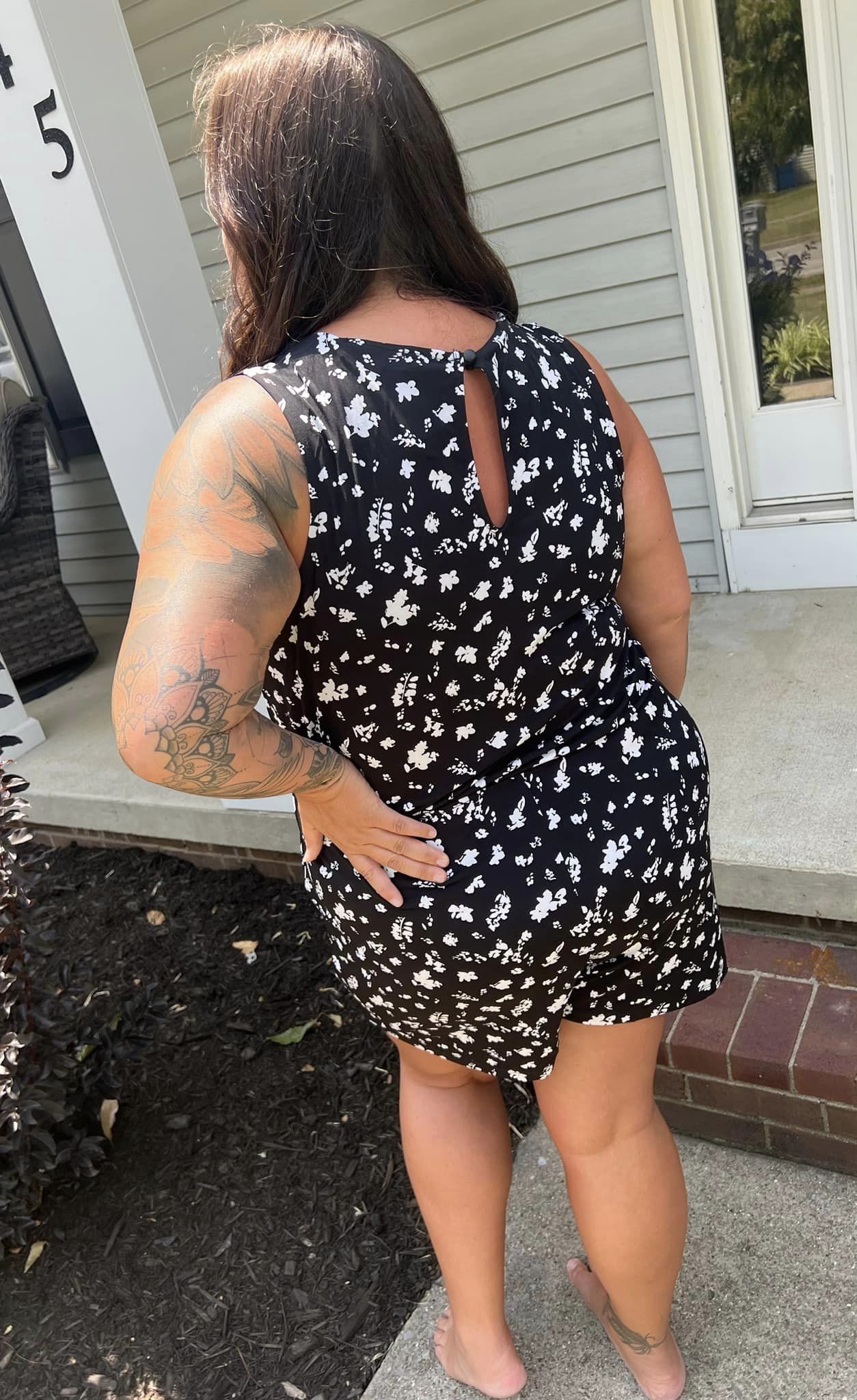 Black/White Floral Romper