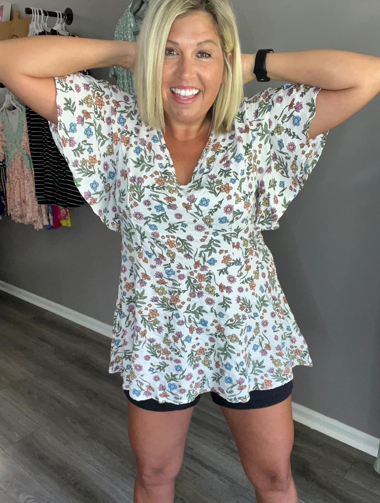 Ivory Floral Crepe Top