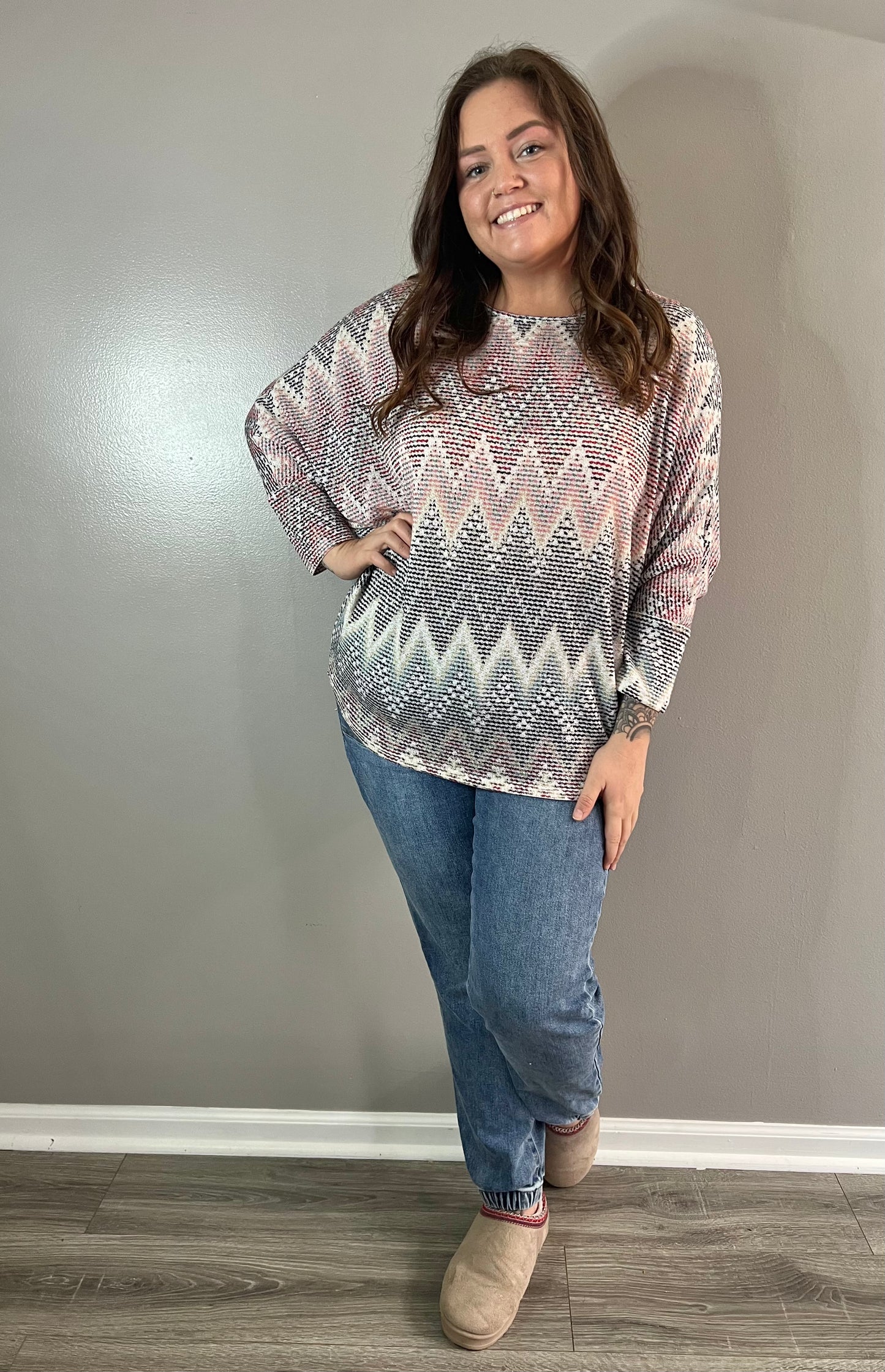 Chevron Design Dolman Top