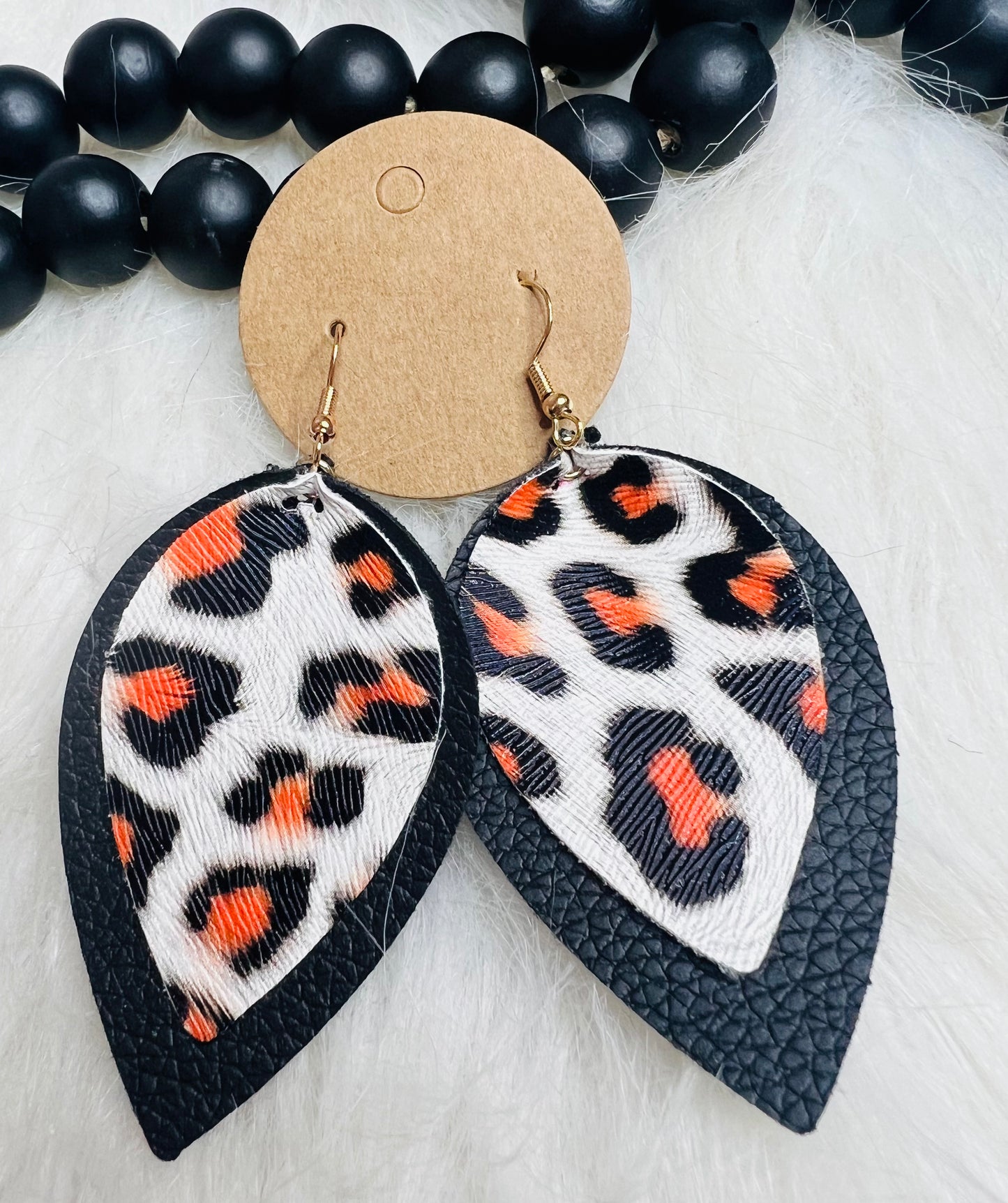 Animal Print Faux Leather Earrings